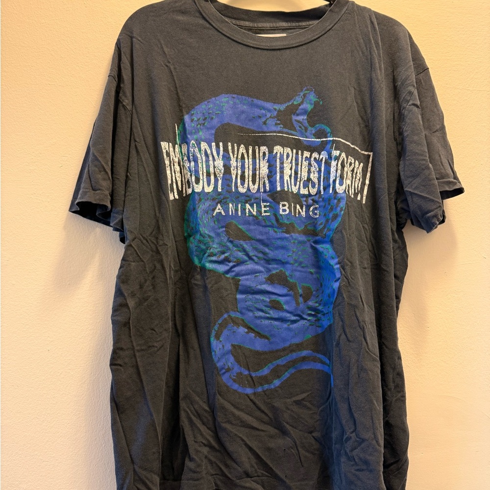 Anine Bing Black Tee with Blue Graphic